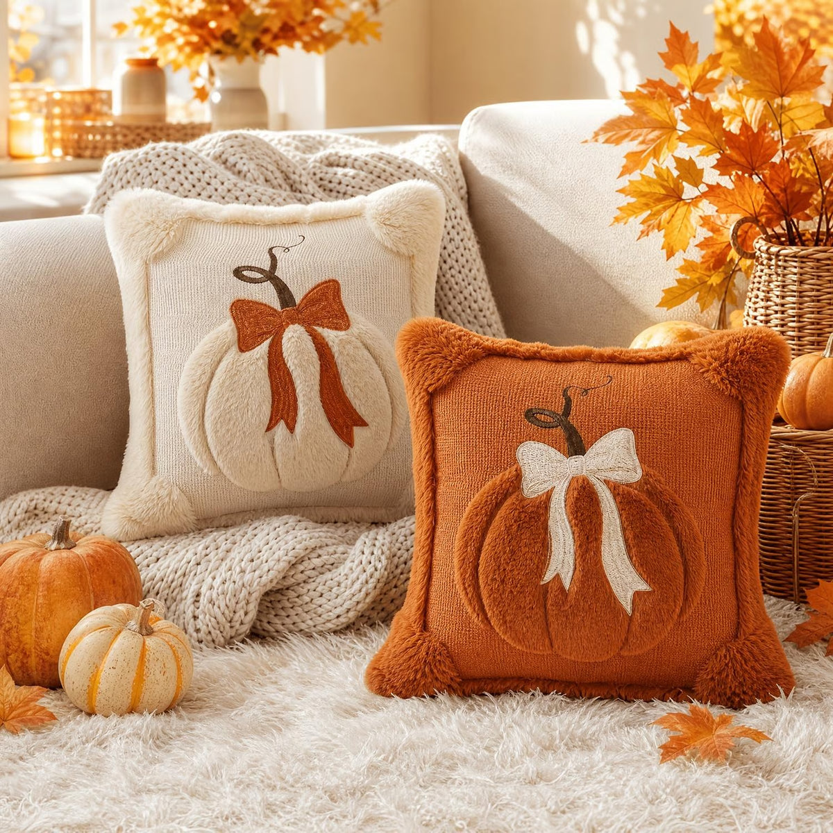 💖Hot 30% OFF🎃 2-Pack 3D Jacquard Pumpkin Pillow Covers