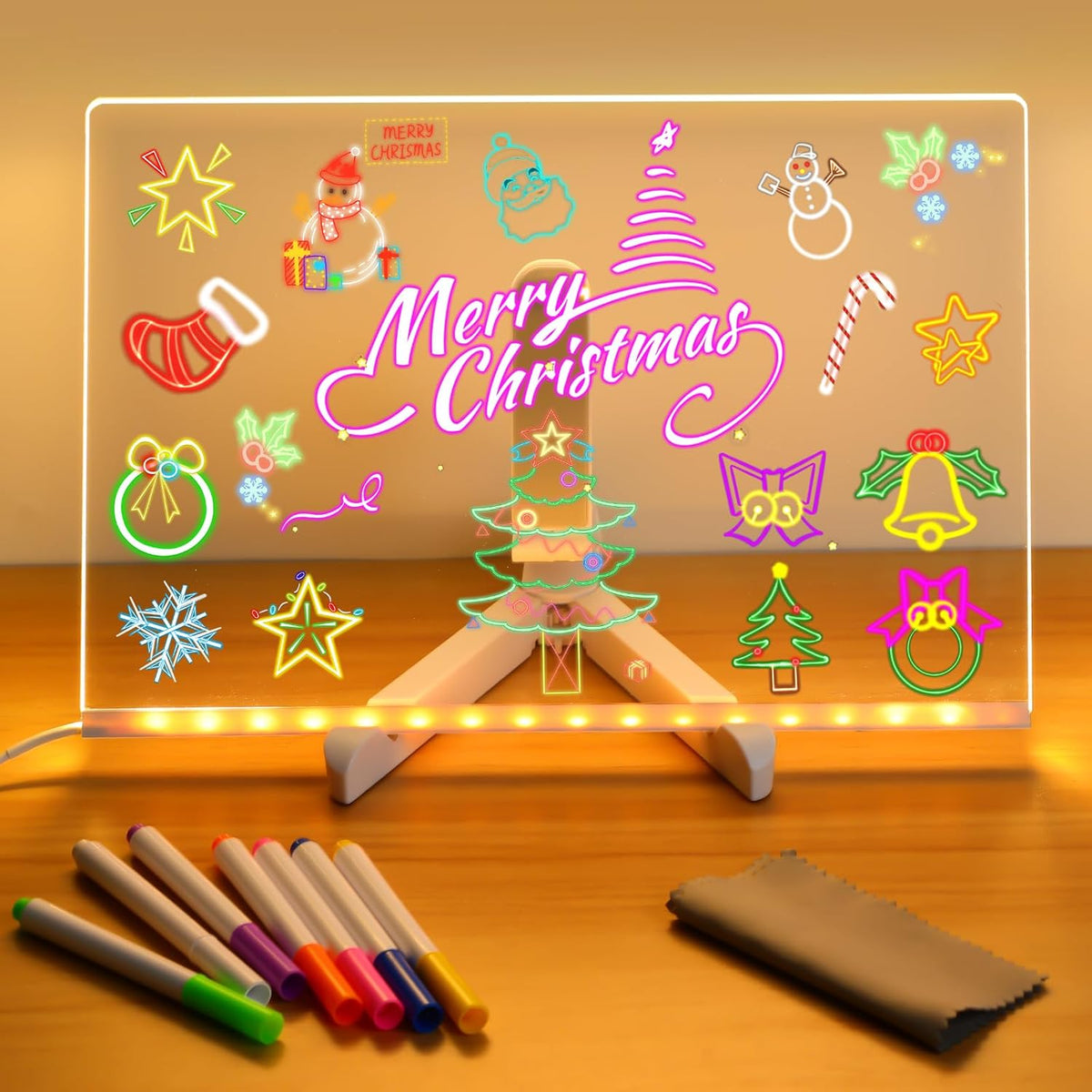 🎅The perfect gift for this Christmas🎁Creative Rewritable Acrylic LED Message Board 🎨 (set come with 7 Pens) by mysite