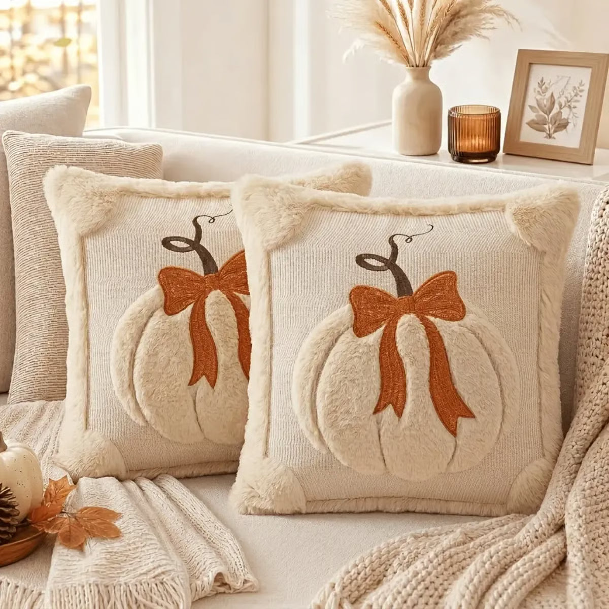 💖Hot 30% OFF🎃 2-Pack 3D Jacquard Pumpkin Pillow Covers