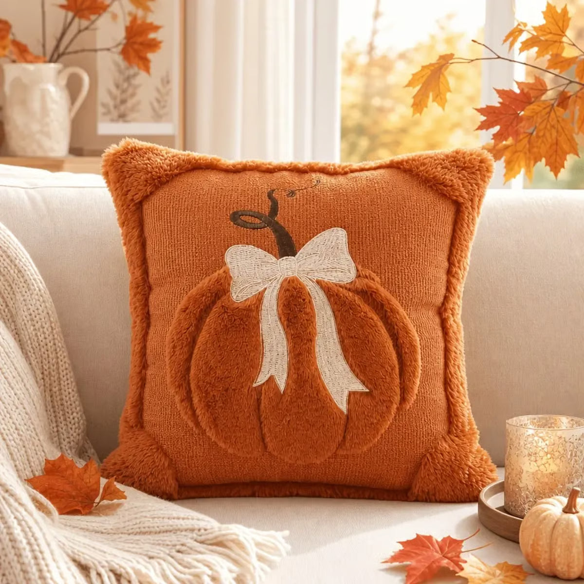 💖Hot 30% OFF🎃 2-Pack 3D Jacquard Pumpkin Pillow Covers