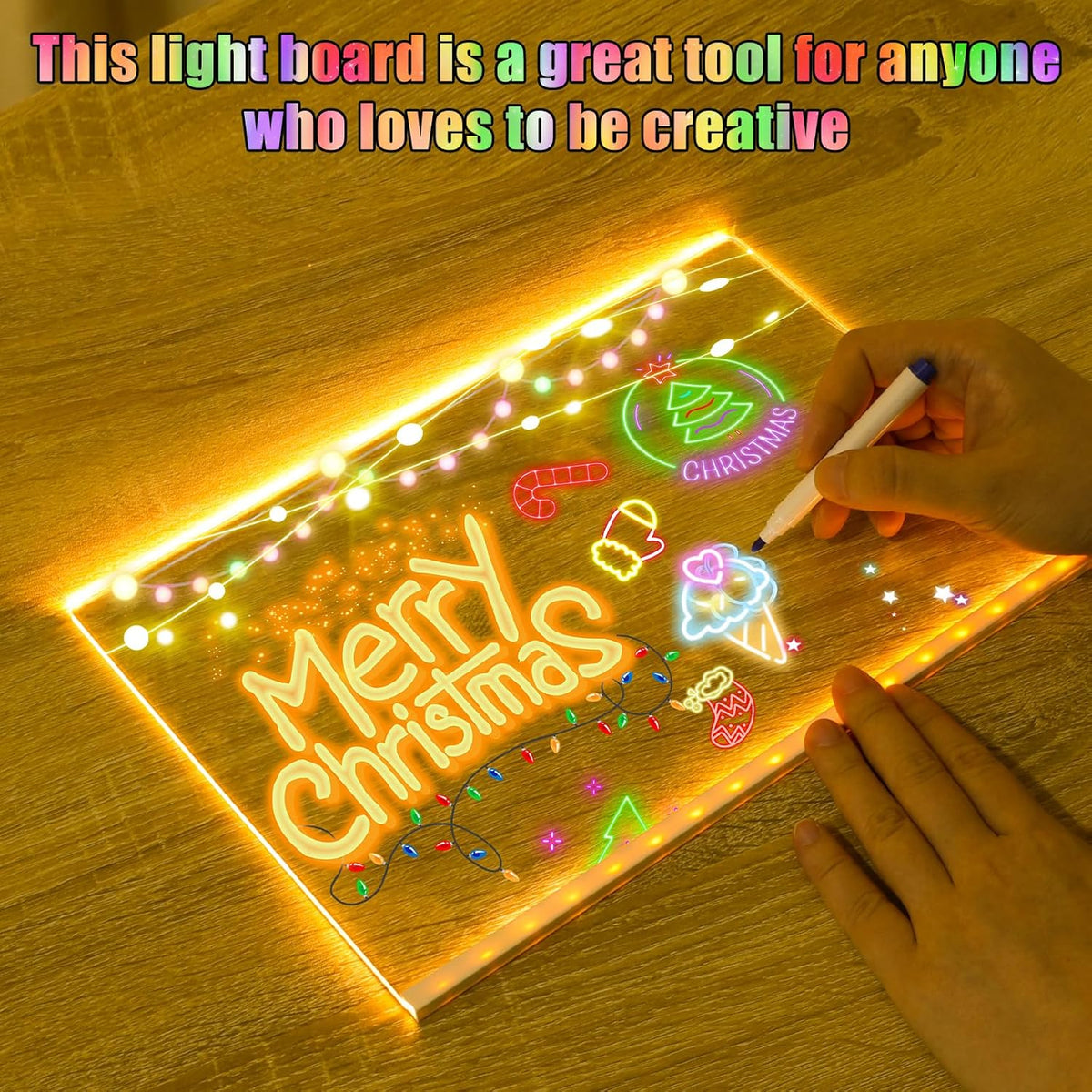 🎅The perfect gift for this Christmas🎁Creative Rewritable Acrylic LED Message Board 🎨 (set come with 7 Pens) by mysite